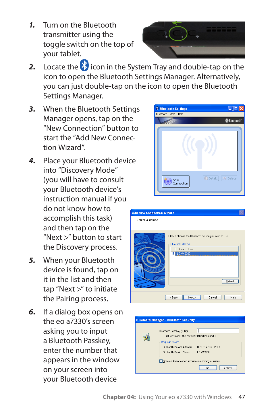 TabletKiosk eo a7330 Ultra-Mobile User Manual | Page 62 / 96