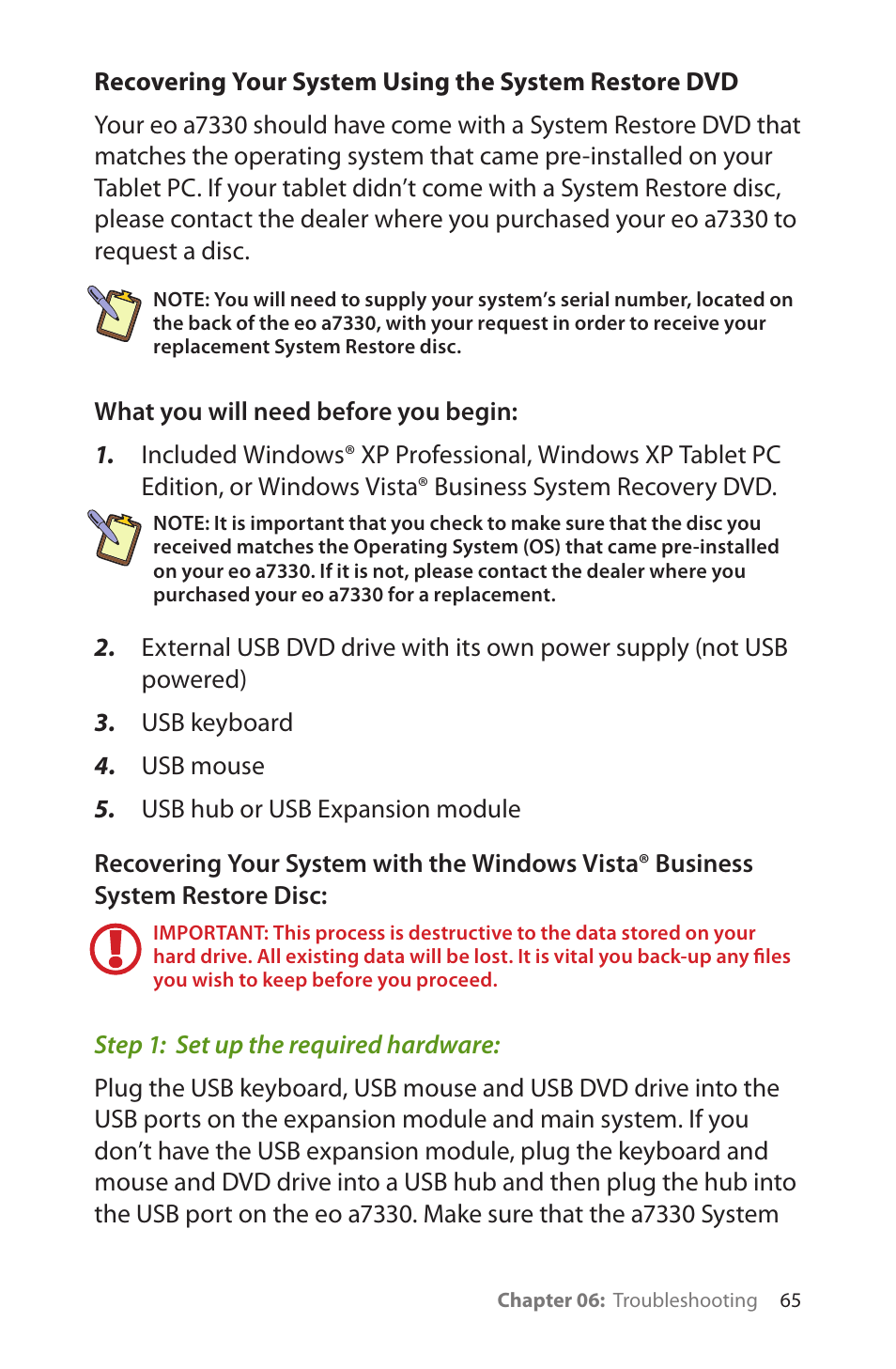 What you will need before you begin | TabletKiosk eo a7330 Ultra-Mobile User Manual | Page 80 / 96