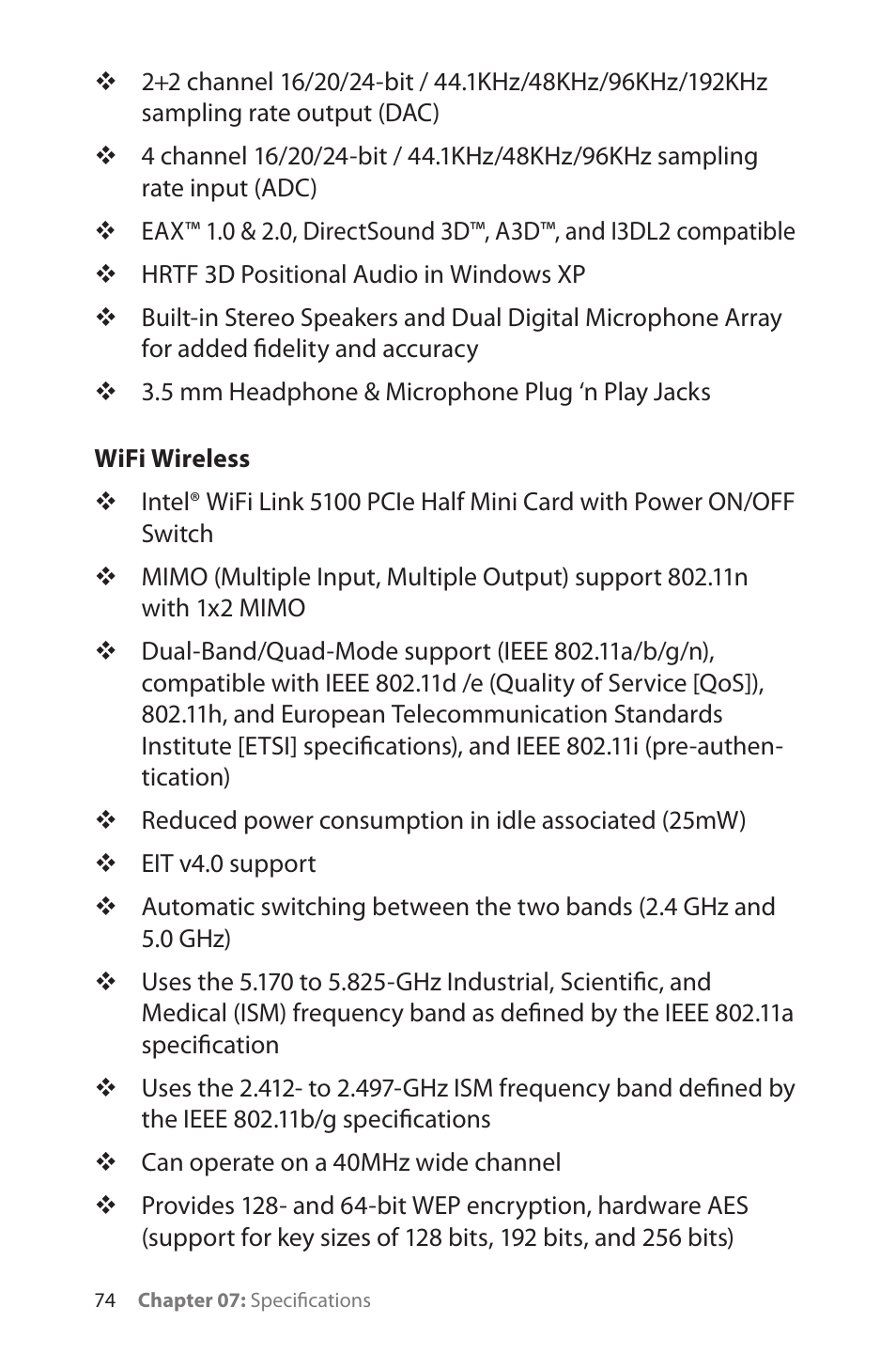 Wifi wireless | TabletKiosk eo a7330 Ultra-Mobile User Manual | Page 89 / 96