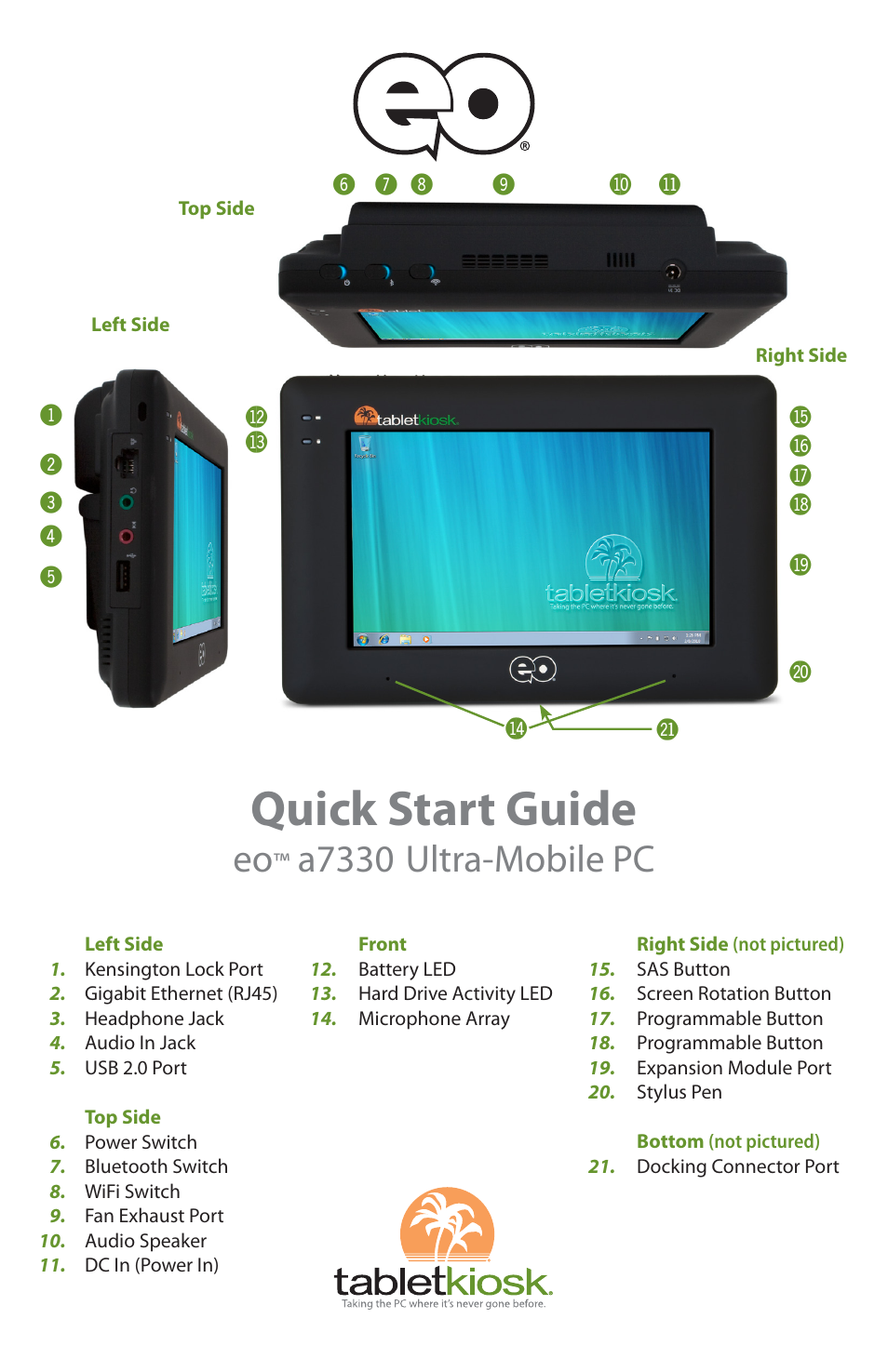 TabletKiosk eo a7330 Ultra-Mobile User Manual | 8 pages