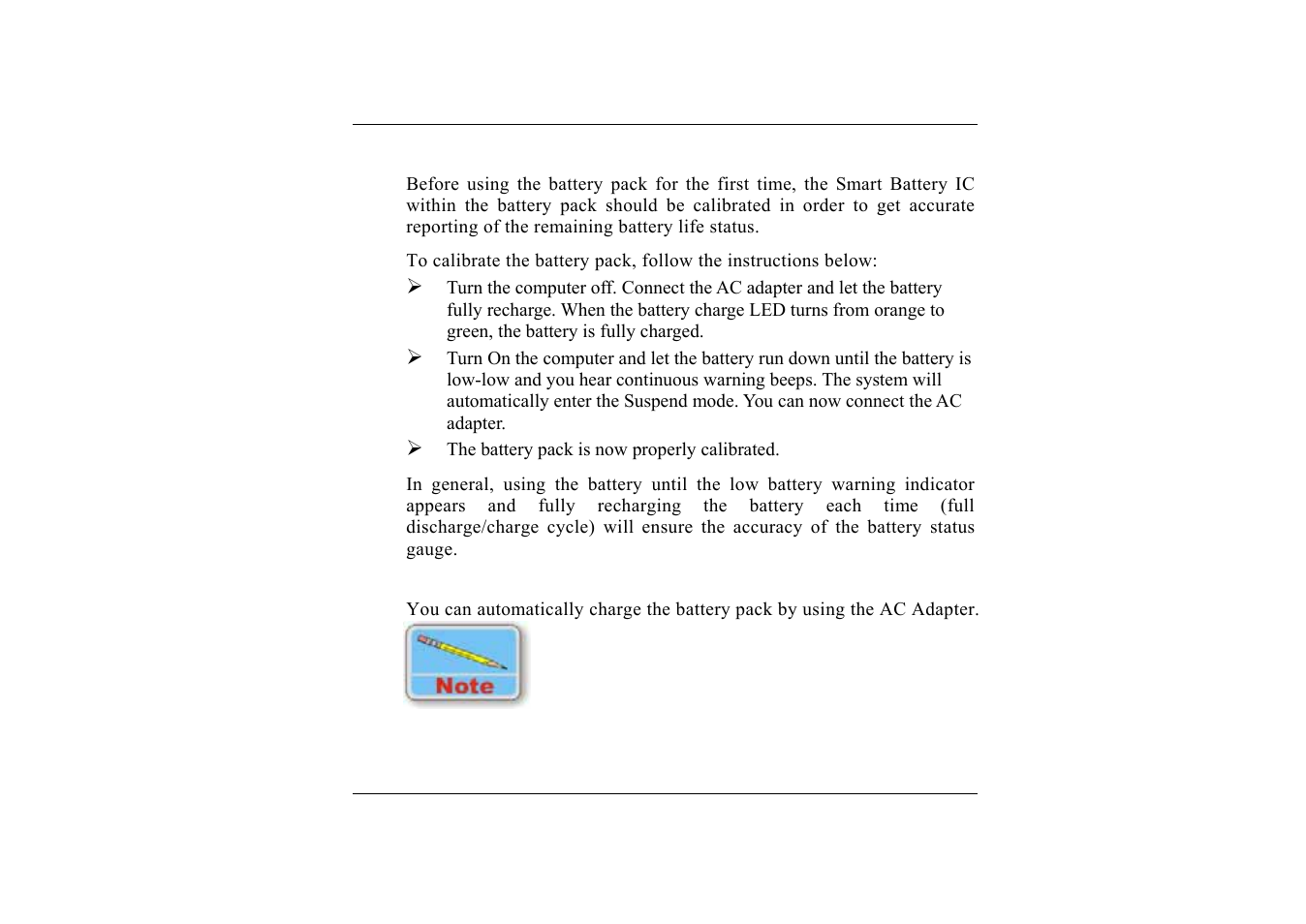 Preparing the battery pack for use, Automatic battery pack charging function | TabletKiosk Sahara i200 Series Tablet PC (Pen) User Manual | Page 38 / 92