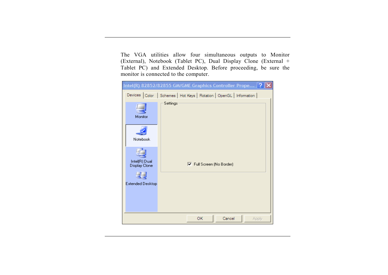Display control | TabletKiosk Sahara i200 Series Tablet PC (Pen) User Manual | Page 61 / 92