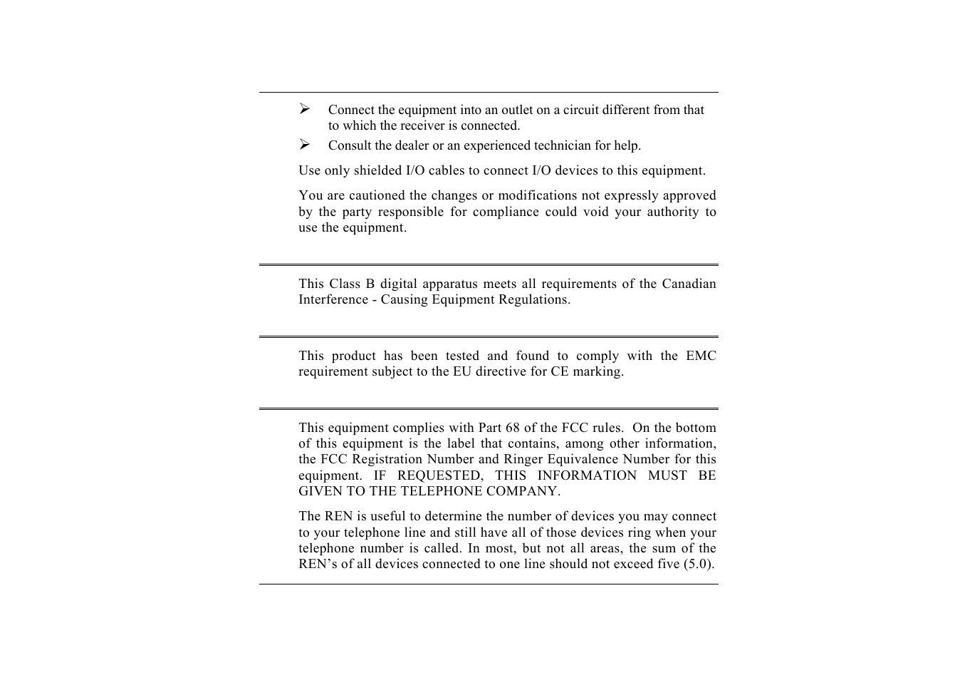 Canadian emi compliance statement, European union ce marking declaration, Fcc statement to users for the faxmodem | TabletKiosk Sahara i200 Series Tablet PC (Pen) User Manual | Page 7 / 92