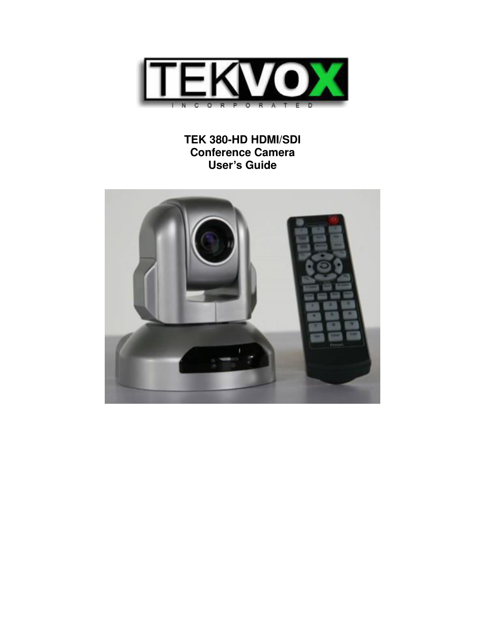 TEKVOX 380-HD Camera User Manual | 18 pages