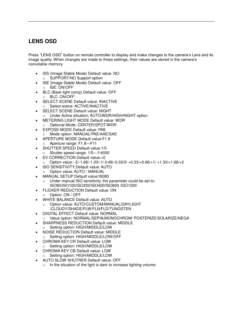 Lens osd | TEKVOX 380-HD Camera User Manual | Page 10 / 18