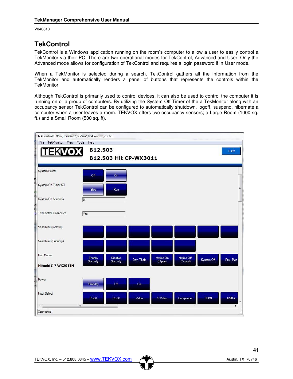 Tekcontrol | TEKVOX TekManager Comprehensive User Manual | Page 41 / 51