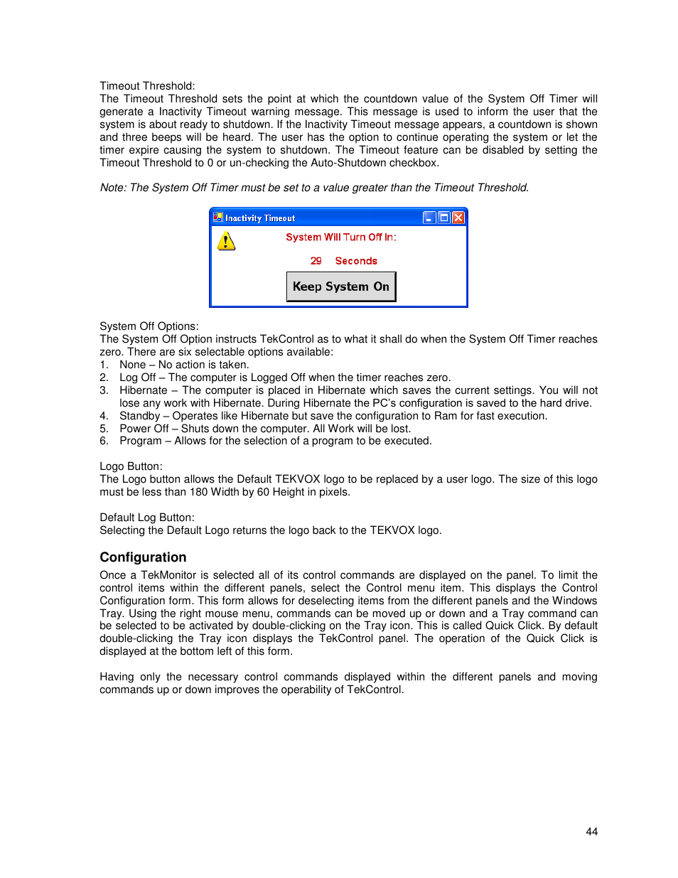 Configuration | TEKVOX TekManager Comprehensive User Manual | Page 44 / 51