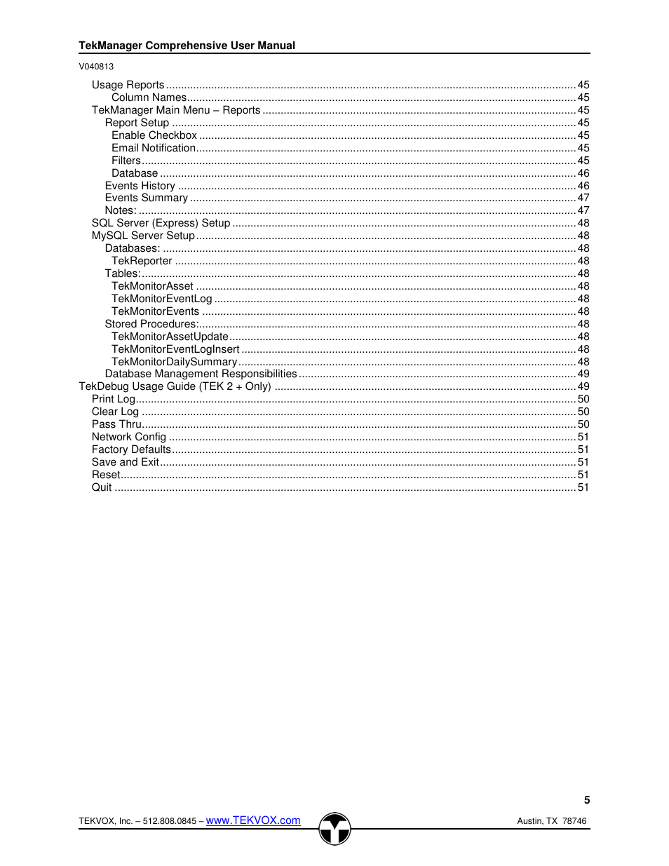 TEKVOX TekManager Comprehensive User Manual | Page 5 / 51