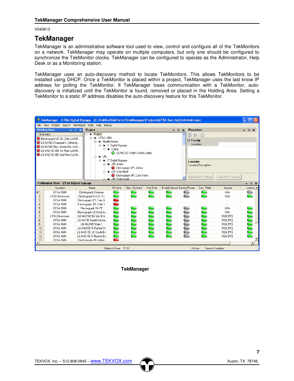 Tekmanager | TEKVOX TekManager Comprehensive User Manual | Page 7 / 51