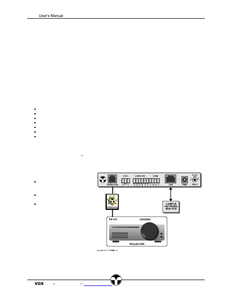 Applications, Tek 2 applications, Standard projector connection | TEKVOX TekMonitor 2 User Manual | Page 12 / 35
