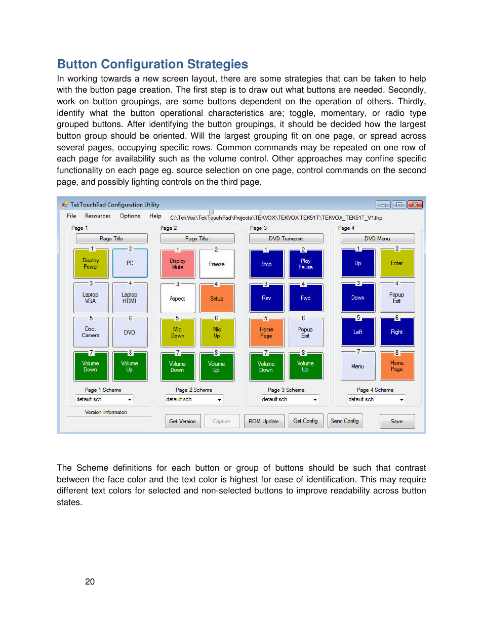 Button configuration strategies | TEKVOX TekTouchPad User Manual | Page 20 / 43