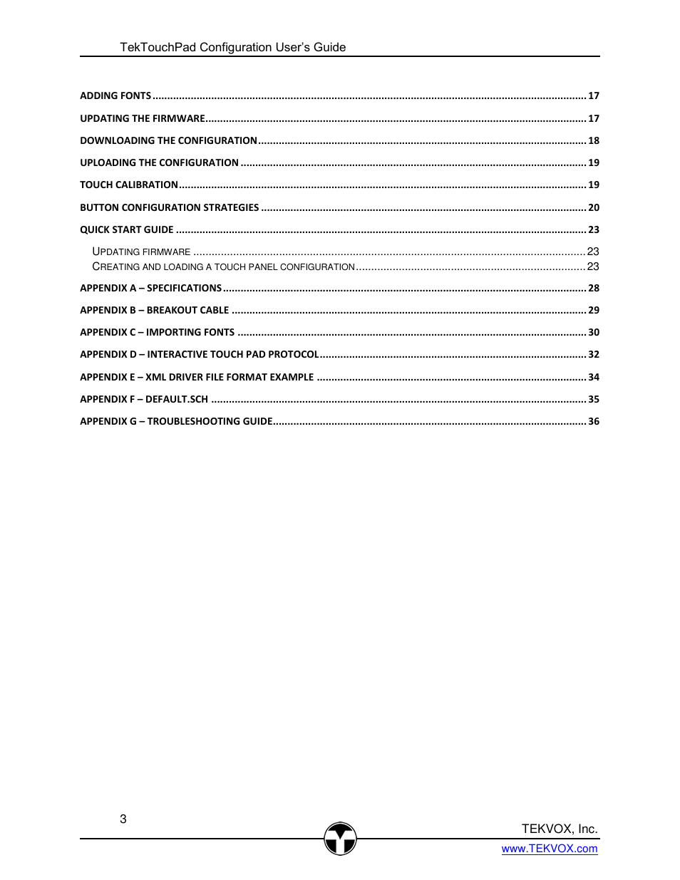 TEKVOX TekTouchPad User Manual | Page 3 / 43