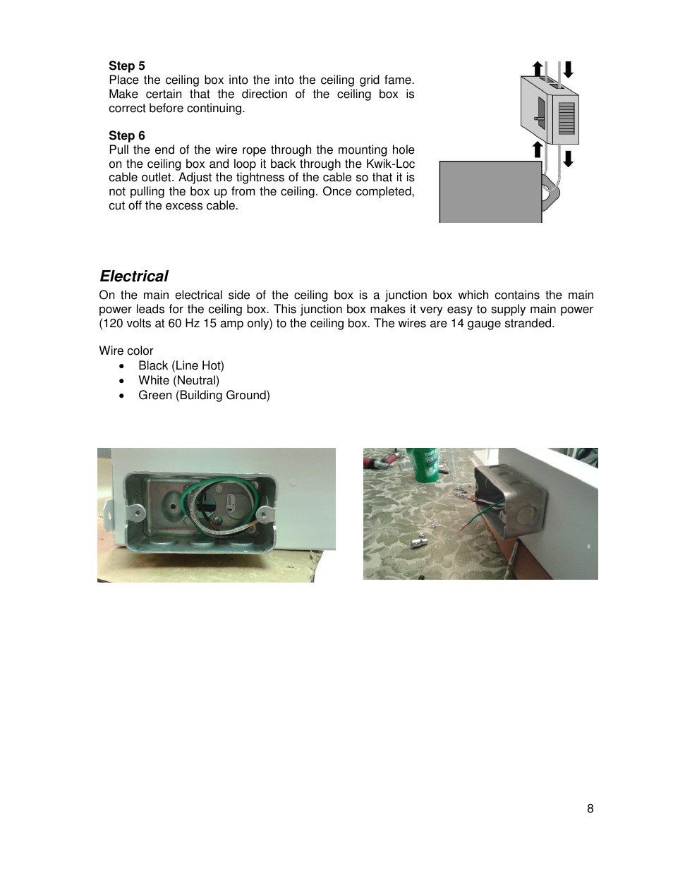 Electrical, Lectrical | TEKVOX CB1-A Ceiling Box User Manual | Page 8 / 11