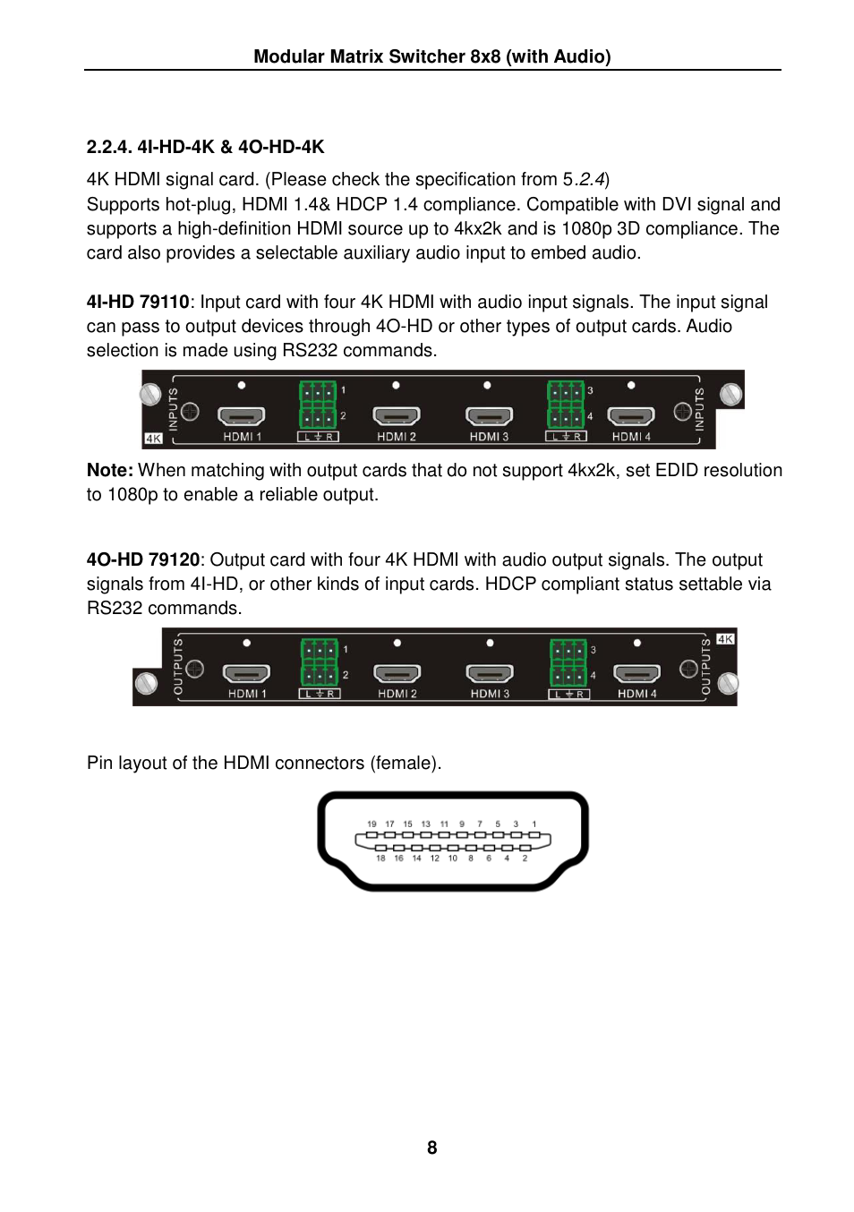 4i-hd-4k & 4o-hd-4k | TEKVOX MMX88 Matrix Switcher User Manual | Page 13 / 40