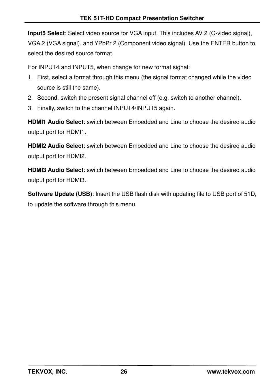 TEKVOX 51T-HD Presentation Switcher User Manual | Page 30 / 41