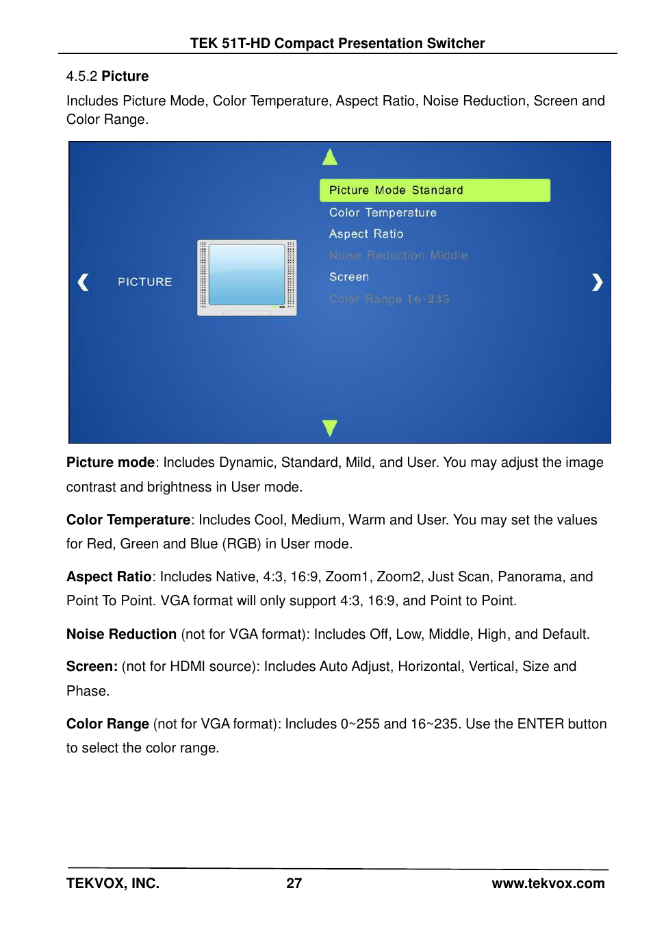 2 picture, Picture | TEKVOX 51T-HD Presentation Switcher User Manual | Page 31 / 41