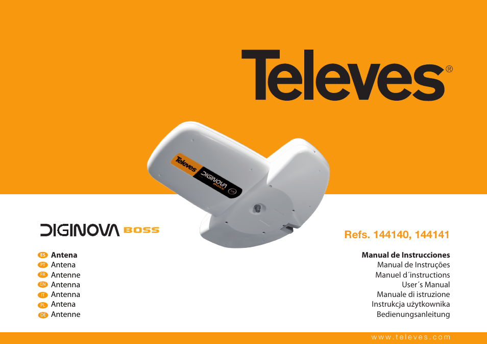 Televes KIT DIGINOVA BOSS ANTENNA FM/BIII/UHF G-2/10/22dBi User Manual | 24 pages