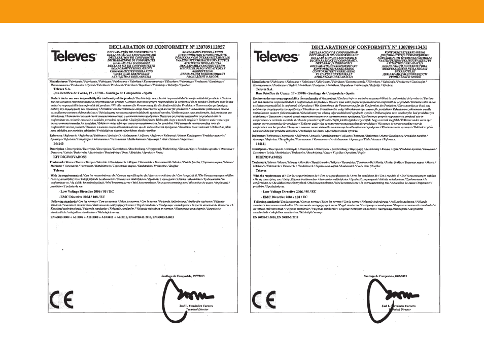 Televes KIT DIGINOVA BOSS ANTENNA FM/BIII/UHF G-2/10/22dBi User Manual | Page 21 / 24