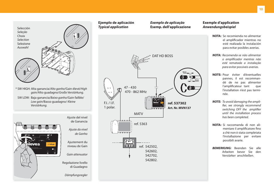 0/12v ), 20 0db | Televes 1 In/1 Out V/U User Manual | Page 10 / 12