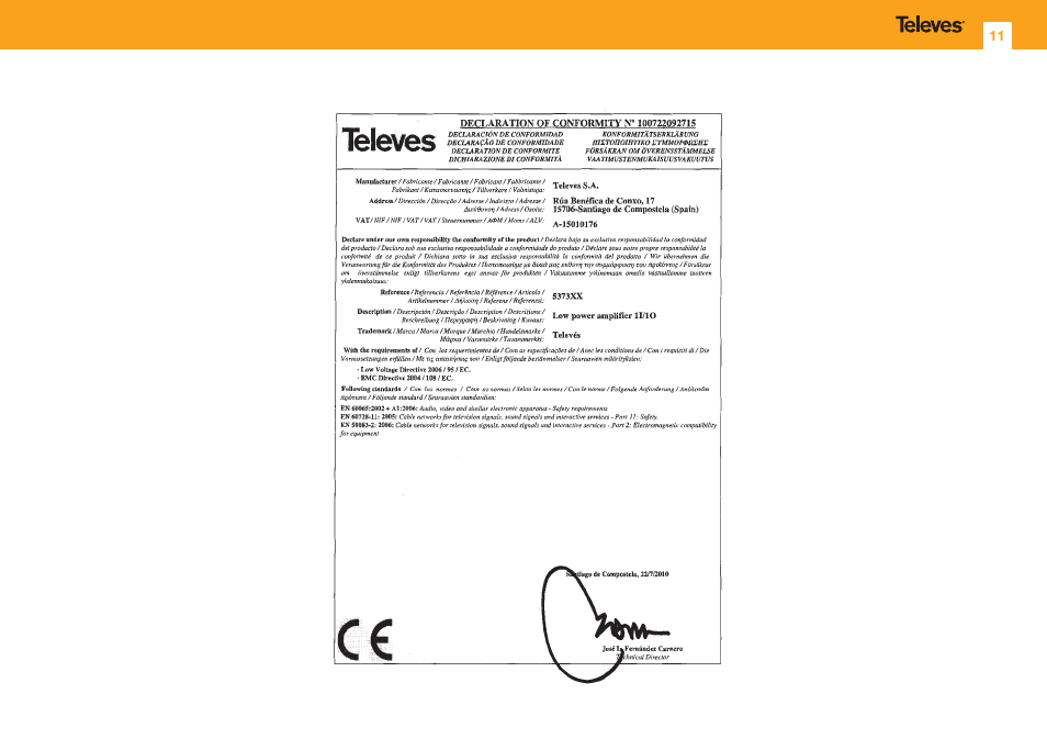Televes 1 In/1 Out V/U User Manual | Page 11 / 12