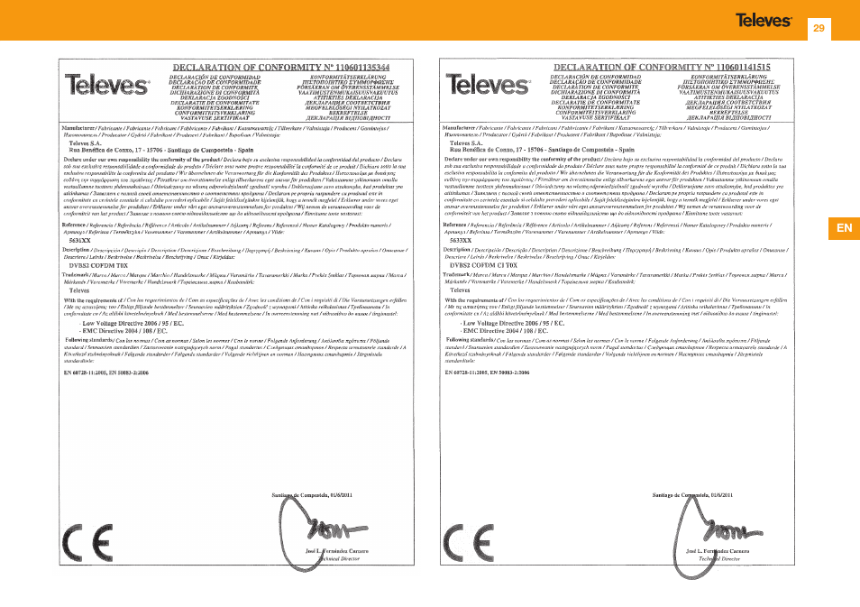 Televes DVB-S2 COFDM User Manual | Page 29 / 32