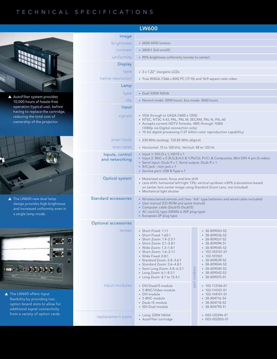 Christie Digital Systems LW600 User Manual | Page 2 / 4