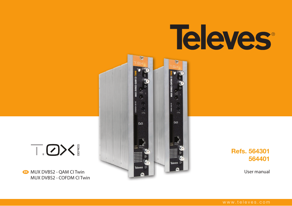 Televes T.0X DVBS2-COFDM CI TWIN MUX 3TP(2SAT):2CH User Manual | 36 pages