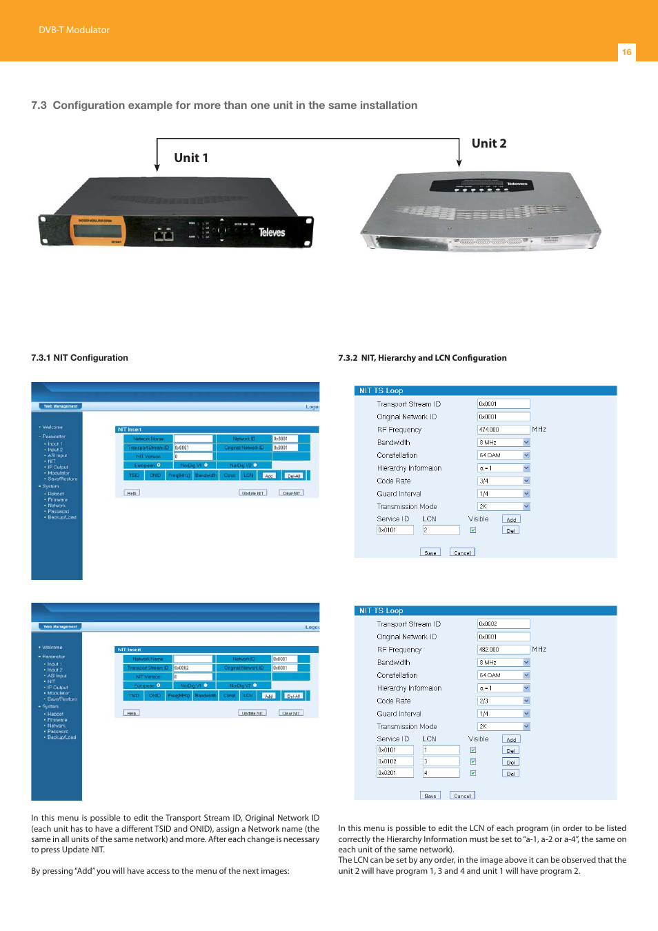 Unit 1 unit 2 | Televes DigiSlot DVB-T modulator, wall mount User Manual | Page 16 / 20