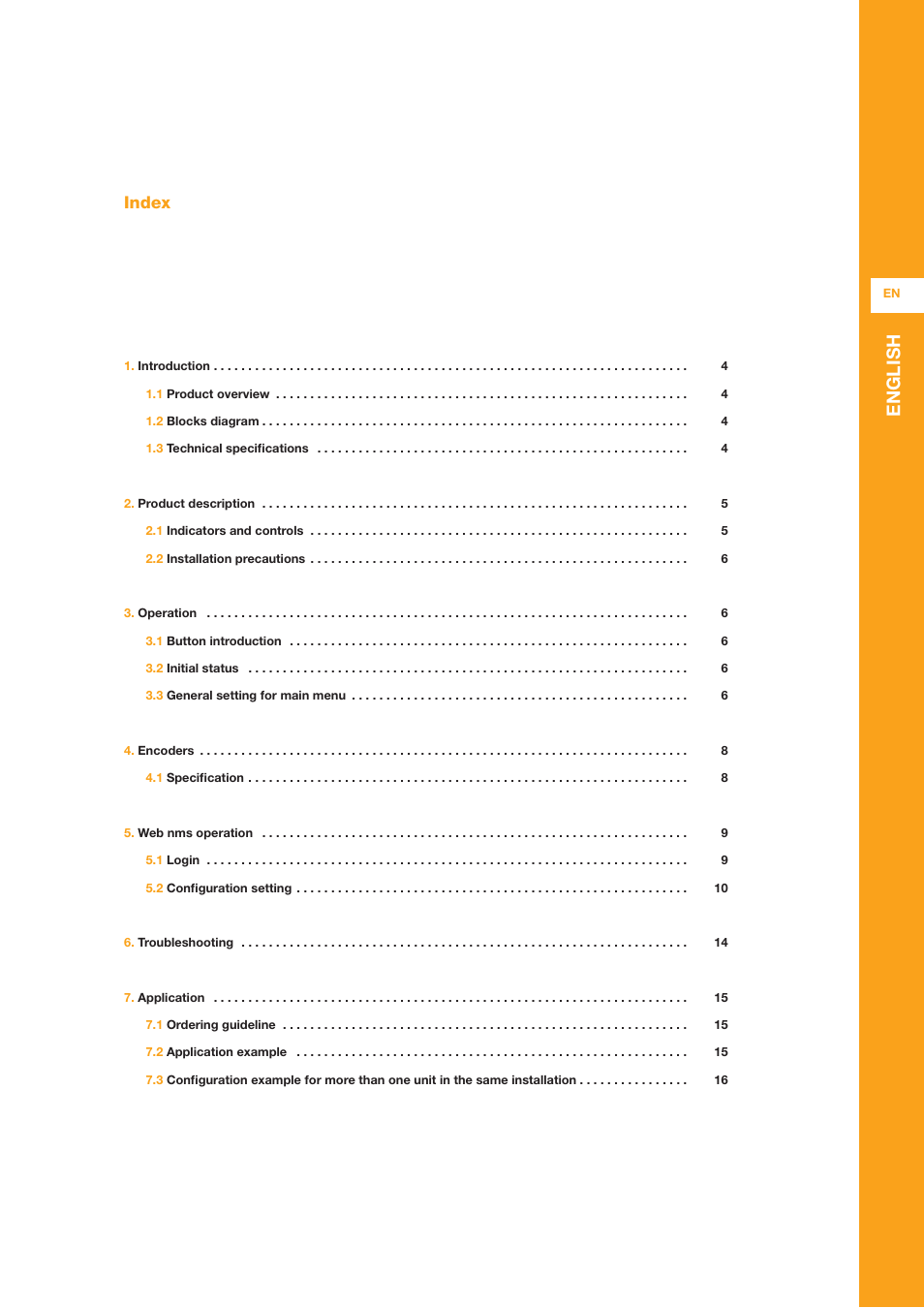 English, Index | Televes DigiSlot DVB-T modulator, wall mount User Manual | Page 3 / 20