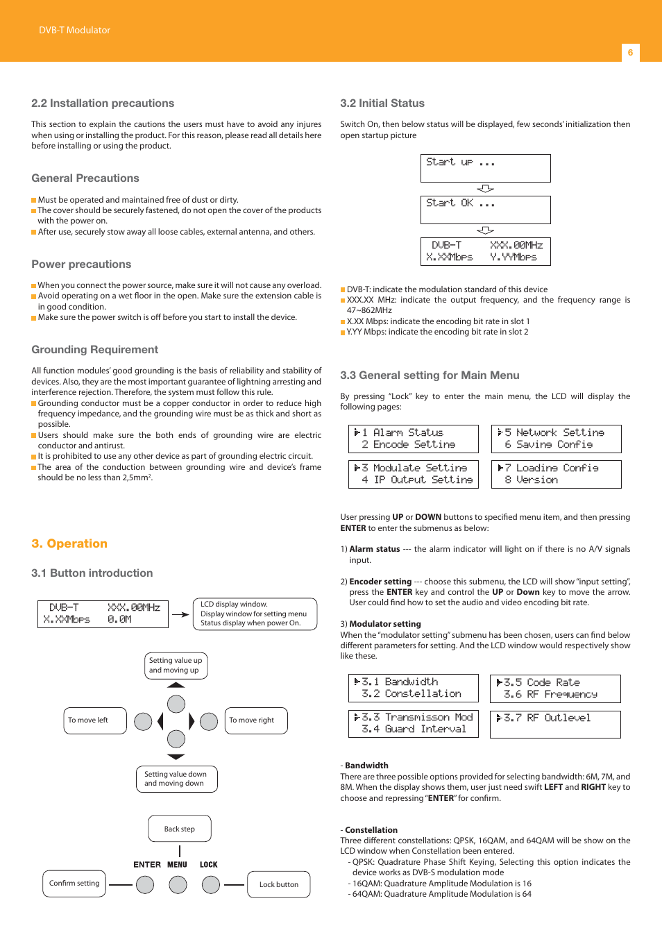 Operation | Televes DigiSlot DVB-T modulator, wall mount User Manual | Page 6 / 20