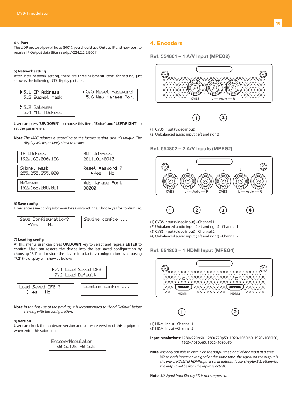 Encoders | Televes DigiSlot DVB-T modulator, wall mount User Manual | Page 10 / 32