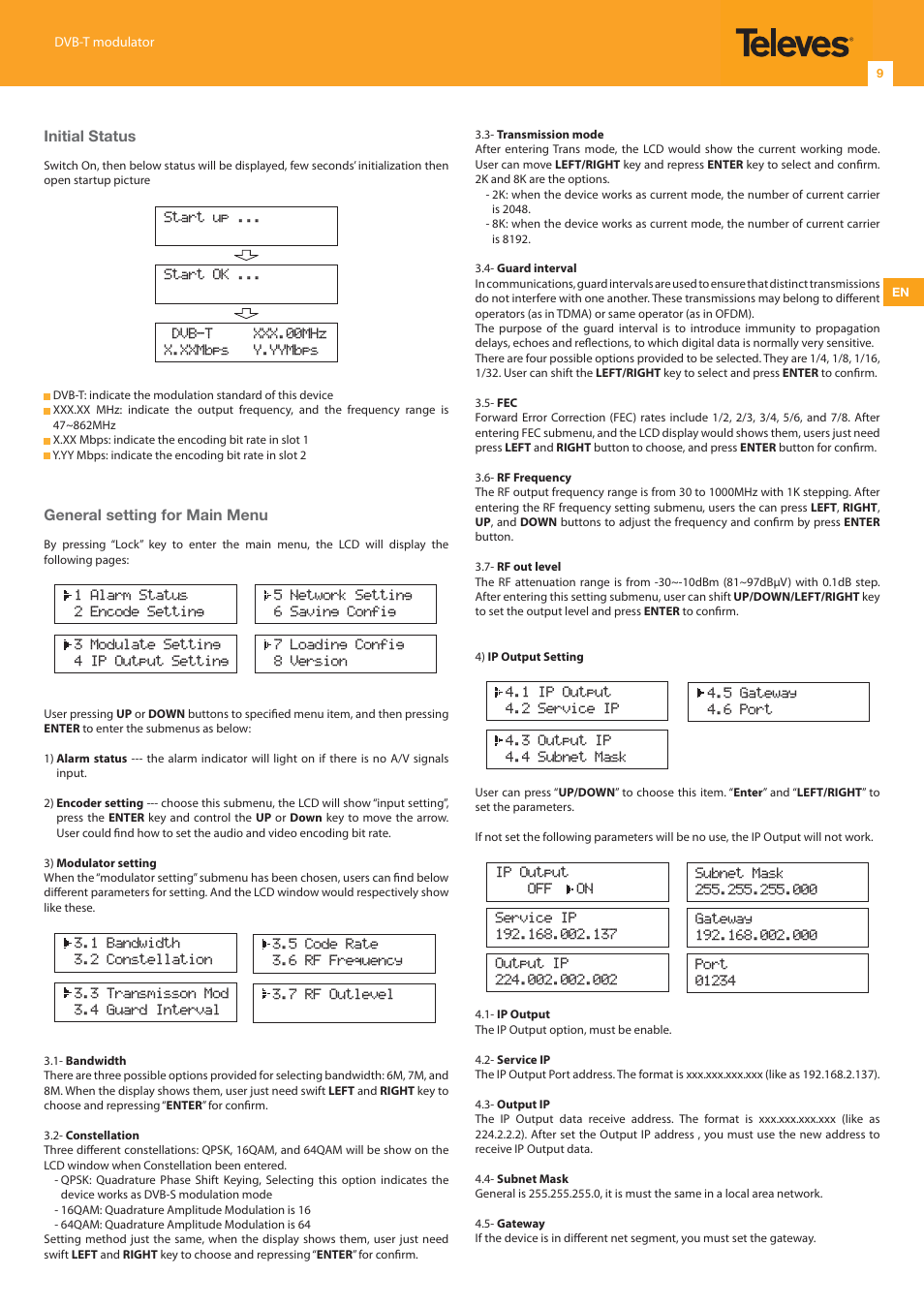 Televes DigiSlot DVB-T modulator, wall mount User Manual | Page 9 / 32