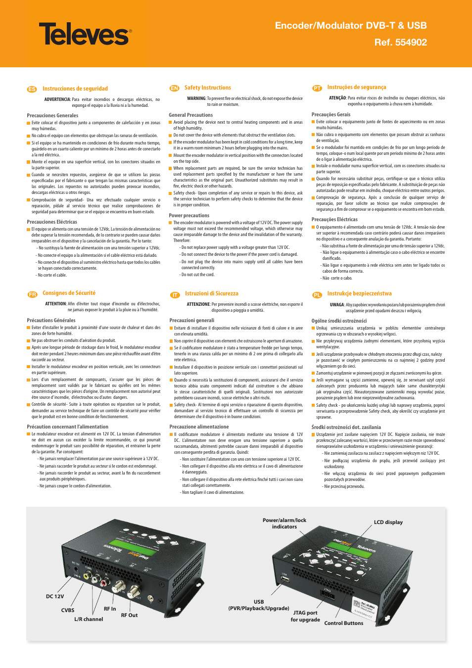 Televes DVB-T Modulator 1Ch A/V CVBS + USB, DigiMod User Manual | 2 pages