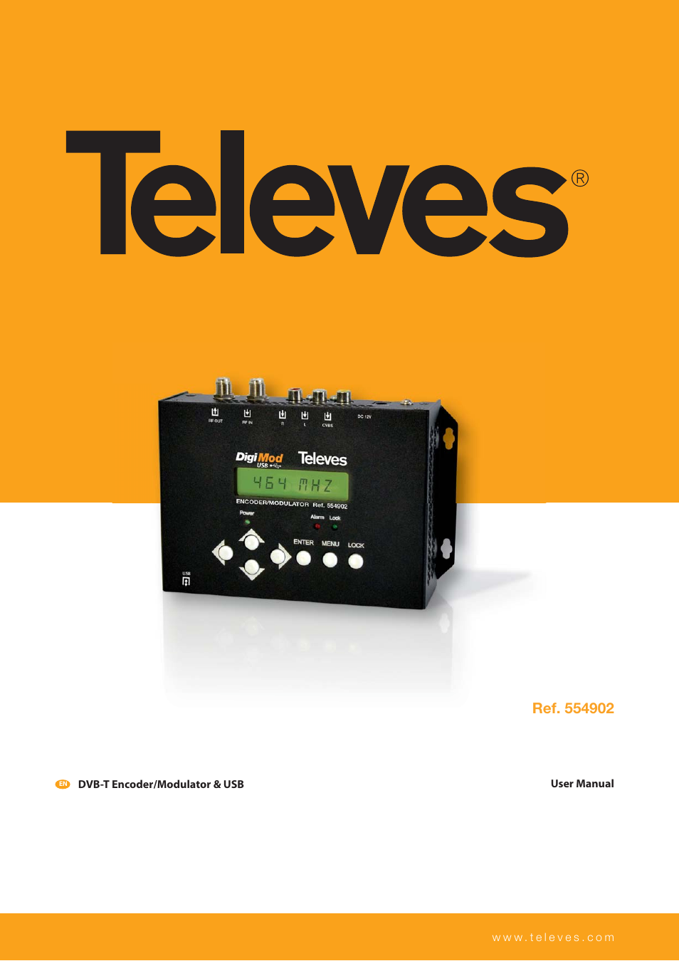 Televes DVB-T Modulator 1Ch A/V CVBS + USB, DigiMod User Manual | 16 pages