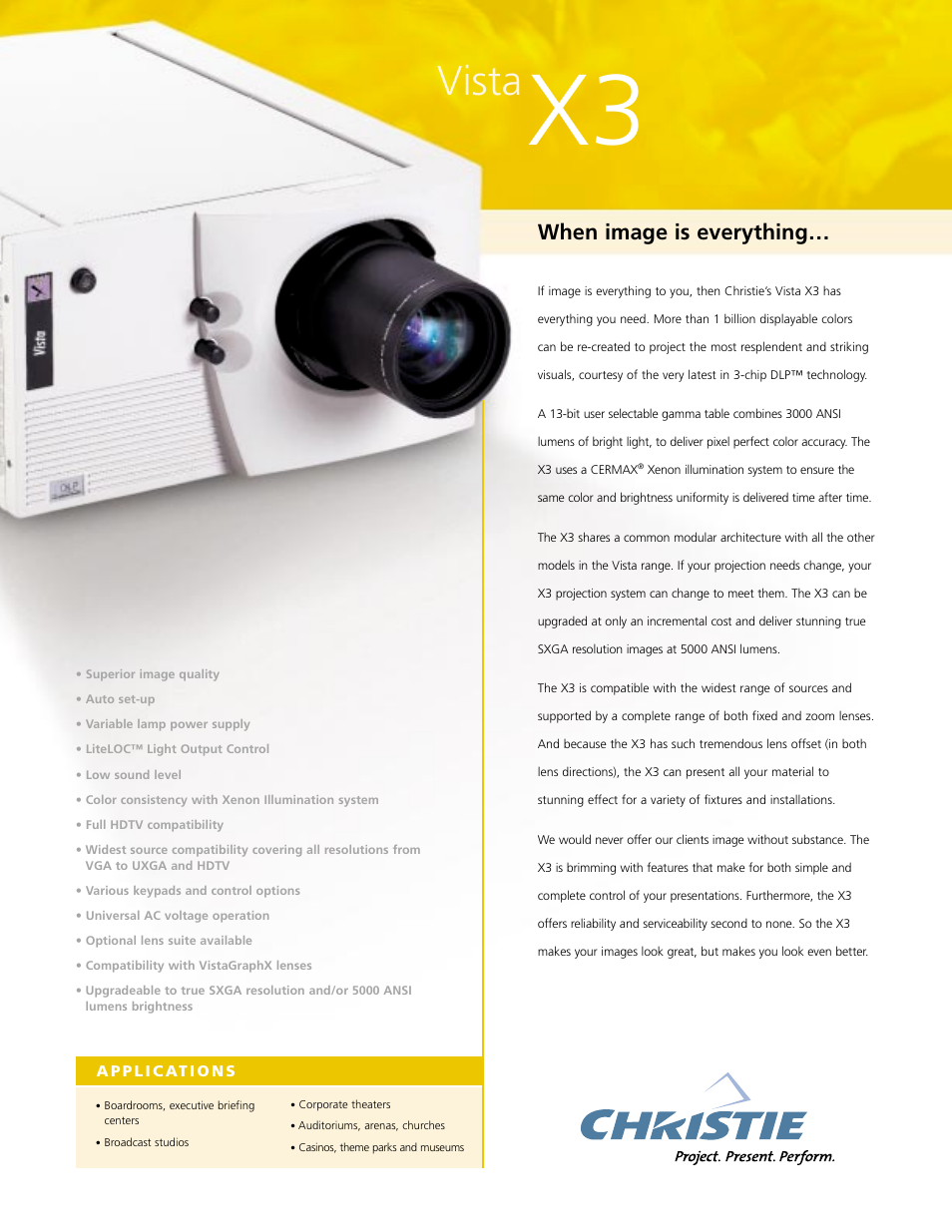 Christie Digital Systems X3 User Manual | 2 pages
