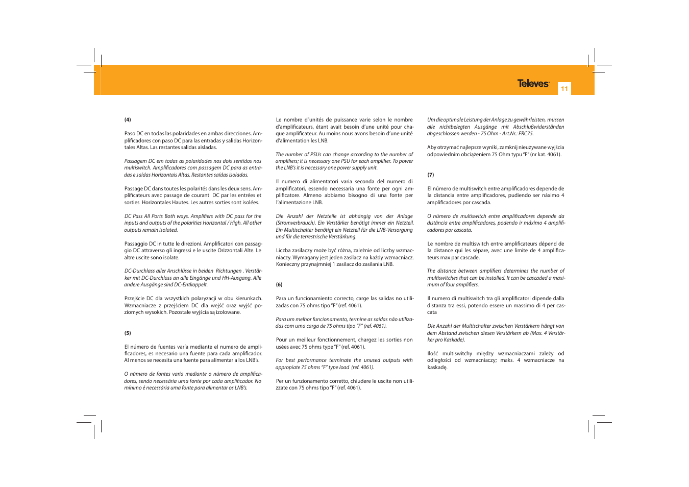 Televes 9×9x16 cascade User Manual | Page 11 / 12