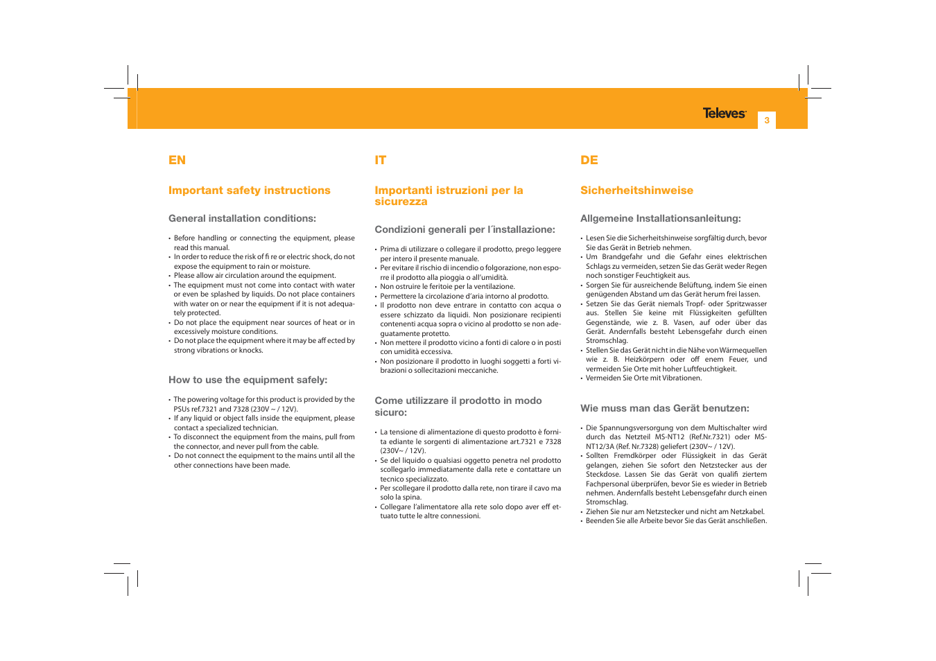 Televes 9×9x16 cascade User Manual | Page 3 / 12