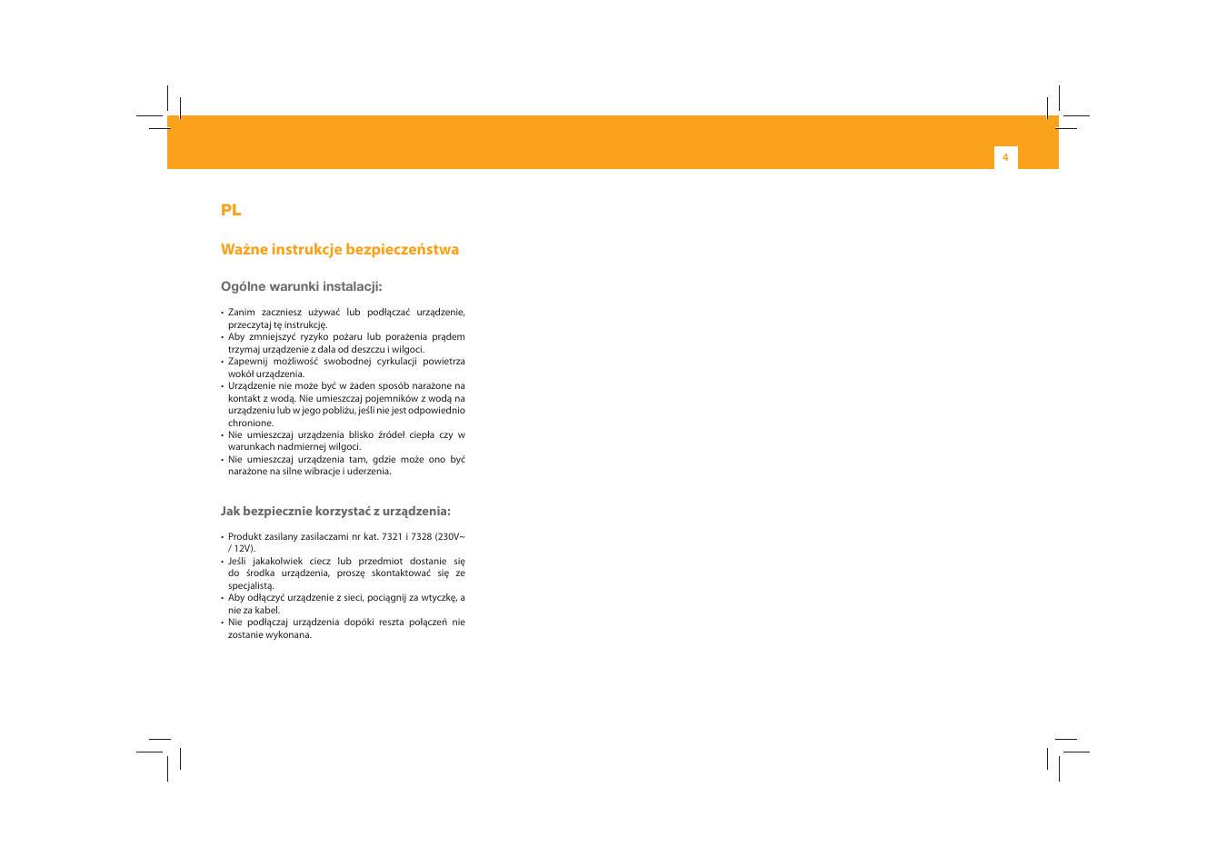 Pl ważne instrukcje bezpieczeństwa | Televes 9×9x16 cascade User Manual | Page 4 / 12