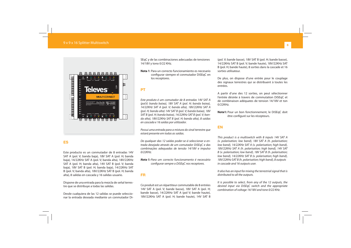Televes 9×9x16 cascade User Manual | Page 6 / 12