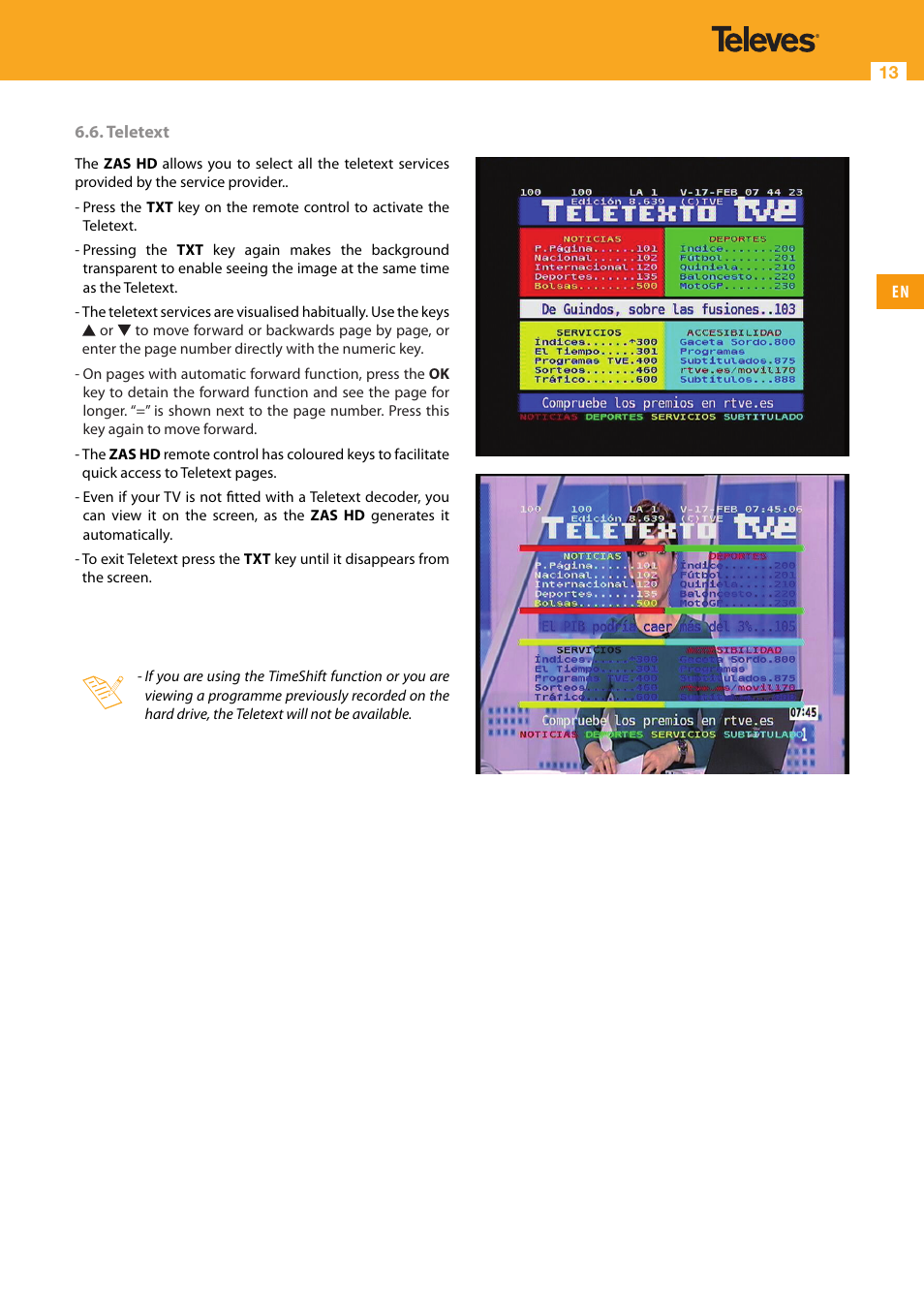 Televes HD DTT Receiver User Manual | Page 13 / 40