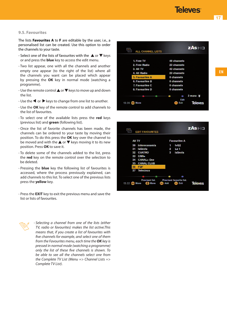 Televes HD DTT Receiver User Manual | Page 17 / 40