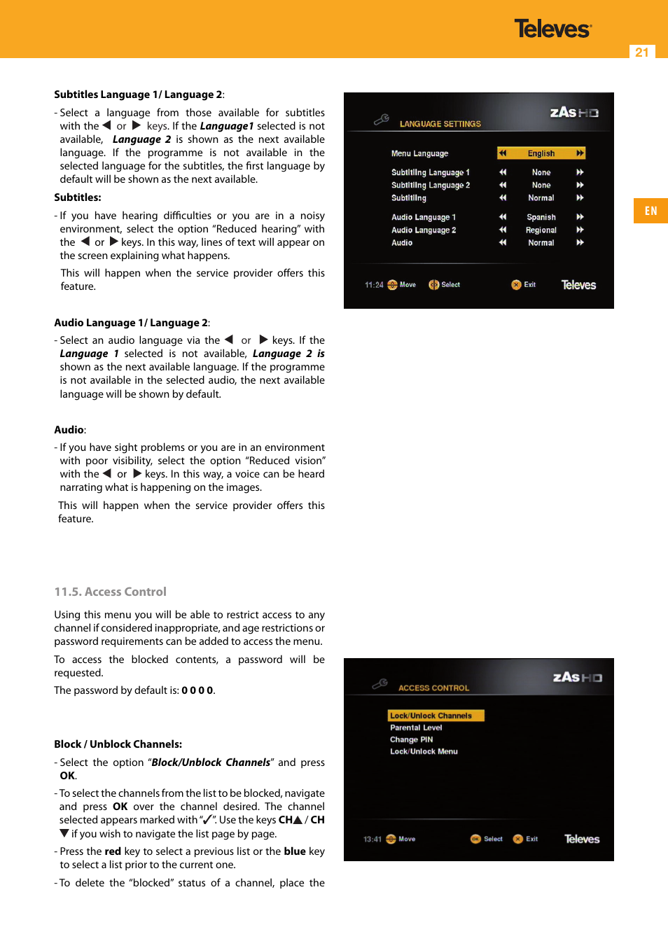 Televes HD DTT Receiver User Manual | Page 21 / 40