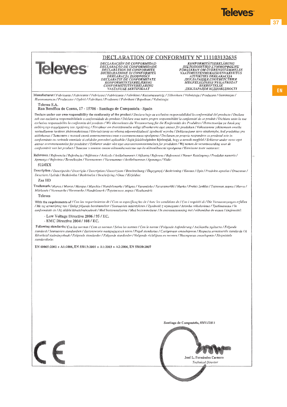 Televes HD DTT Receiver User Manual | Page 37 / 40