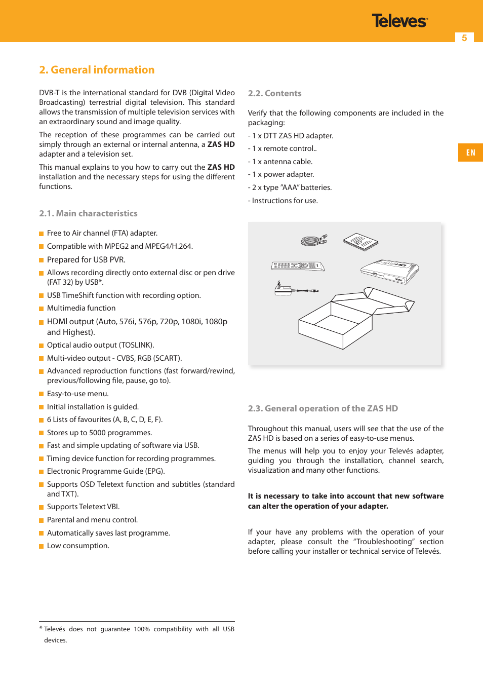 General information | Televes HD DTT Receiver User Manual | Page 5 / 40