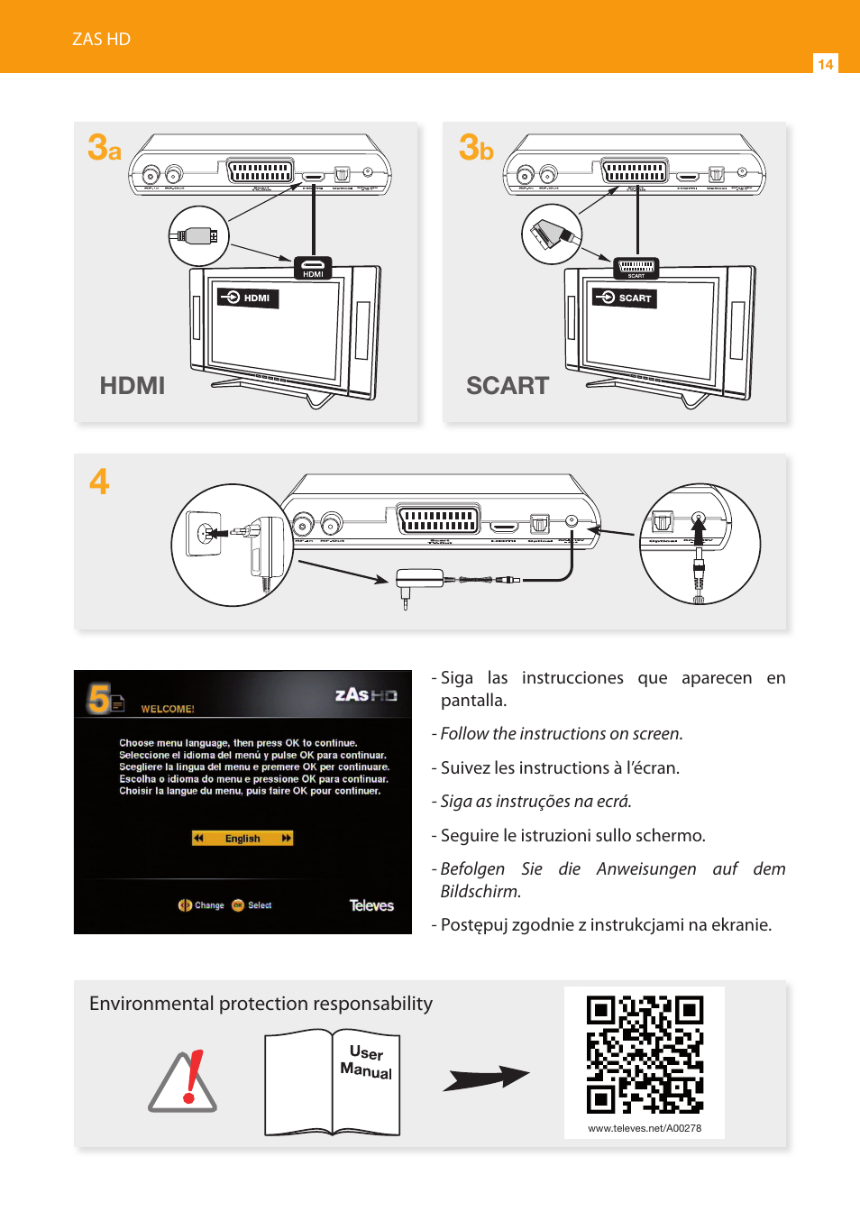 Hdmi scart | Televes HD DTT Receiver User Manual | Page 14 / 24