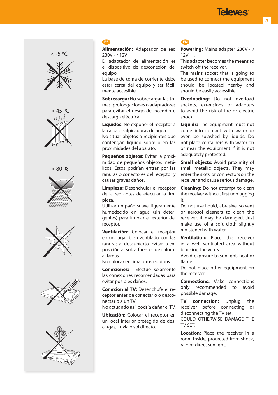 Televes HD DTT Receiver User Manual | Page 3 / 24