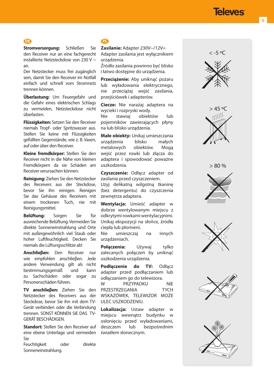 Televes HD DTT Receiver User Manual | Page 5 / 24