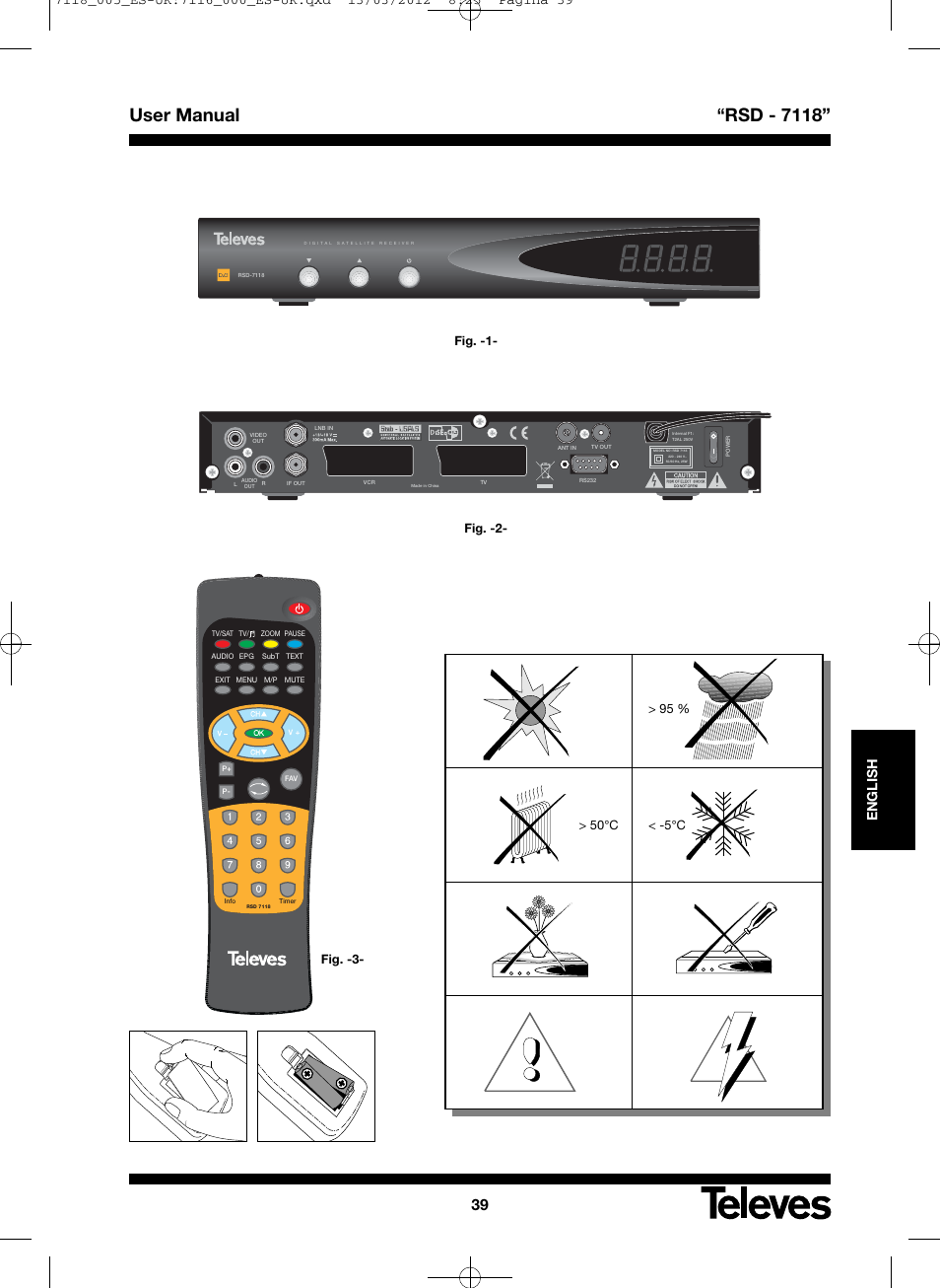 User manual “rsd - 7118, English | Televes FTA Satellite receiver w/modulator User Manual | Page 39 / 68