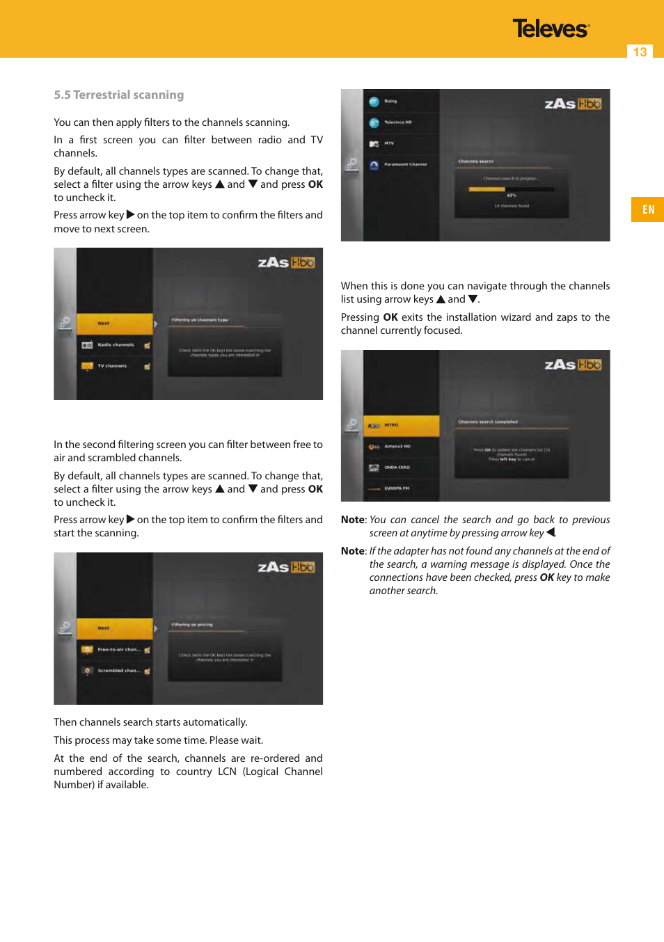 Televes HD DTT STB TV on demand access ZAS Hbb User Manual | Page 13 / 68