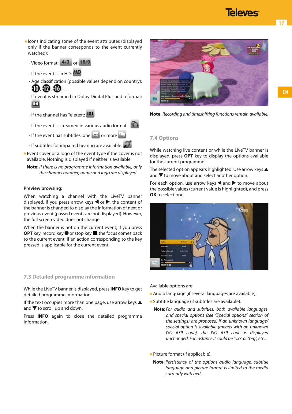 Televes HD DTT STB TV on demand access ZAS Hbb User Manual | Page 17 / 68